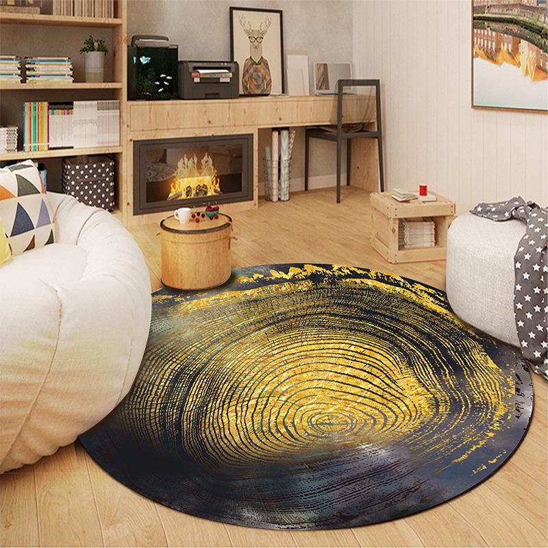 Thảm tròn trang trí hình VÂN GỖ,Thảm Decor,Thảm phòng ngủ,thảm trang trí phòng khách