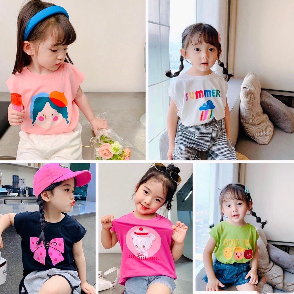 Tomnaukids-(Size 9-28Kg)Áo thun cộc tay bé gái siêu đáng yêu vải cotton