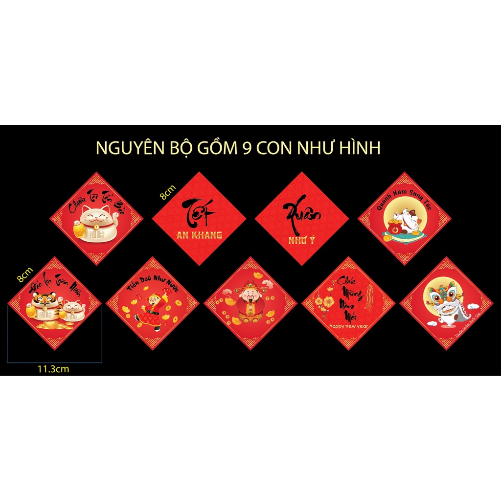 50 cái - Tem decal dán trang trí tết (sticker) dán quà tặng túi giấy sản phẩm hàng hóa dịp tết