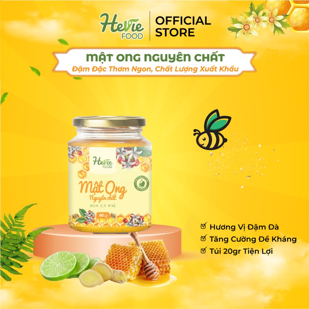 Mật ong hoa Cà Phê nguyên chất xuất khẩu 60g HeVieFood