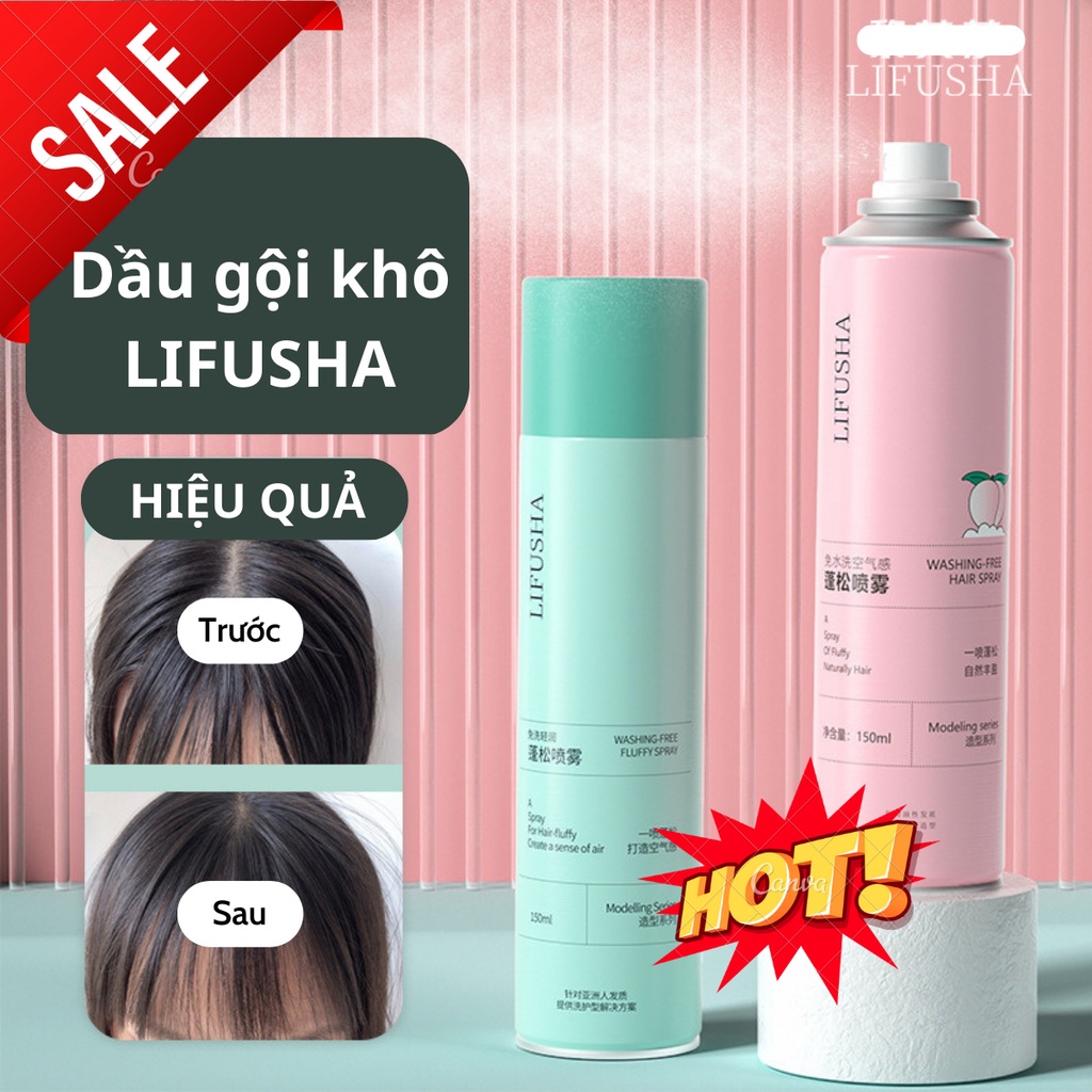 Dầu gội khô LIFUSHA 150ml dạng xịt an toàn không cần nước dùng cho nam, nữ không bết tóc nội địa Trung