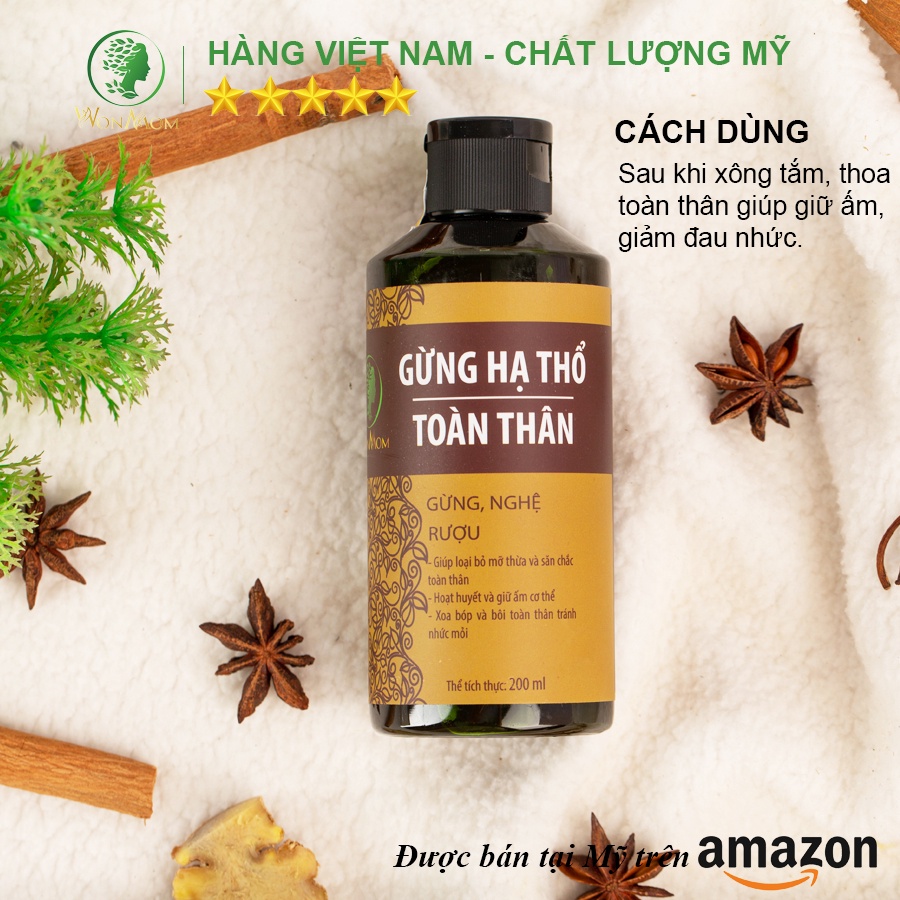 [ Giảm 35K - Đơn 339K ]  Gừng toàn thân hạ thổ massage giảm đau nhức, lưu thông khí huyết Wonmom 200ml