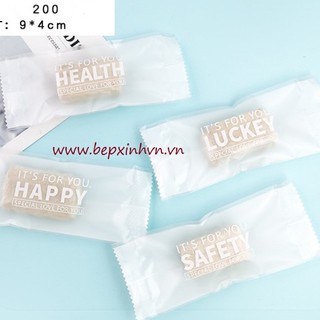 Túi đựng kẹo nougat trắng mờ có chữ