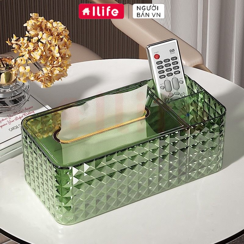 Hộp Đựng Khăn Giấy Đa Năng Kèm Khay Đựng Đồ, Hàng Cao Cấp Thiết Kế Sang Trọng-ILIFEHOME