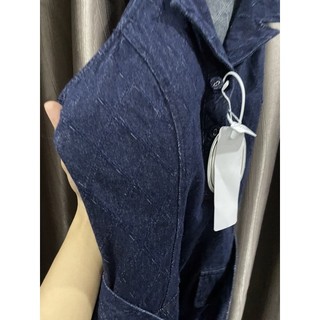 váy jean cổ yếm thắt nịt newtag