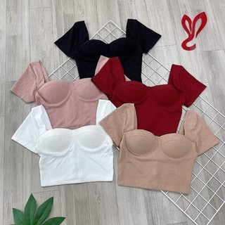 Áo cúp ngực croptop thun gân