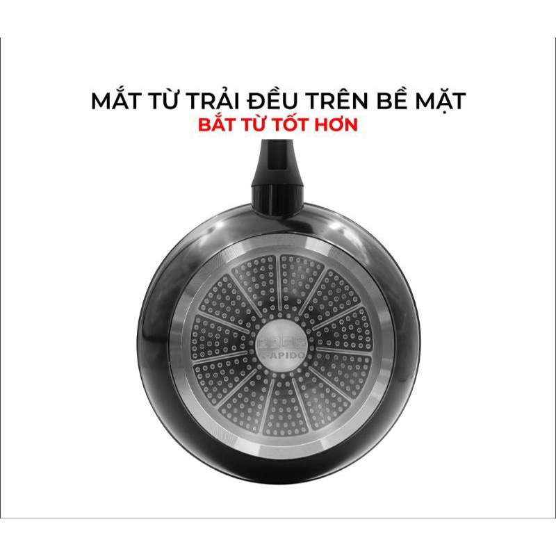 Chảo Chống Dính, Chảo Từ Rapido 26cm, 28cm,Đáy Chấm, Nhôm Đúc Nguyên Khối
