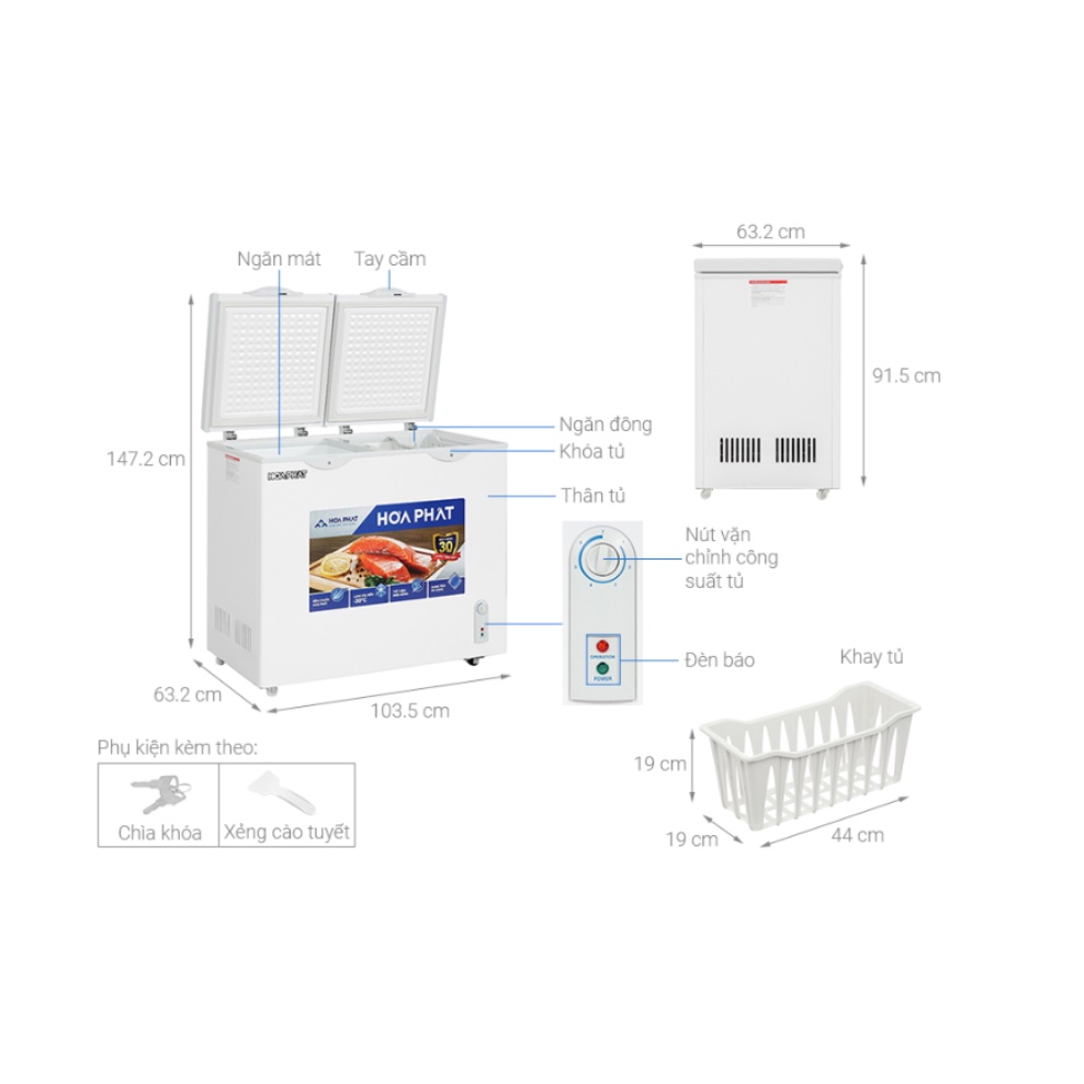 HPF BD6205  --MIỄN PHÍ CÔNG LẮP ĐẶT --  Tủ đông Hòa Phát 205 Lít HPF BD6205