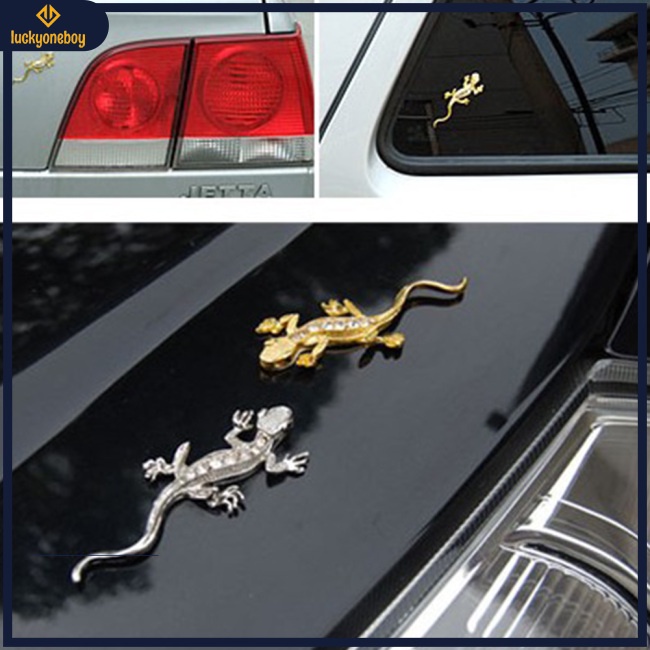 Sticker Kim Loại Hình Gekko Japonicus 3D Dán Trang Trí Xe Hơi