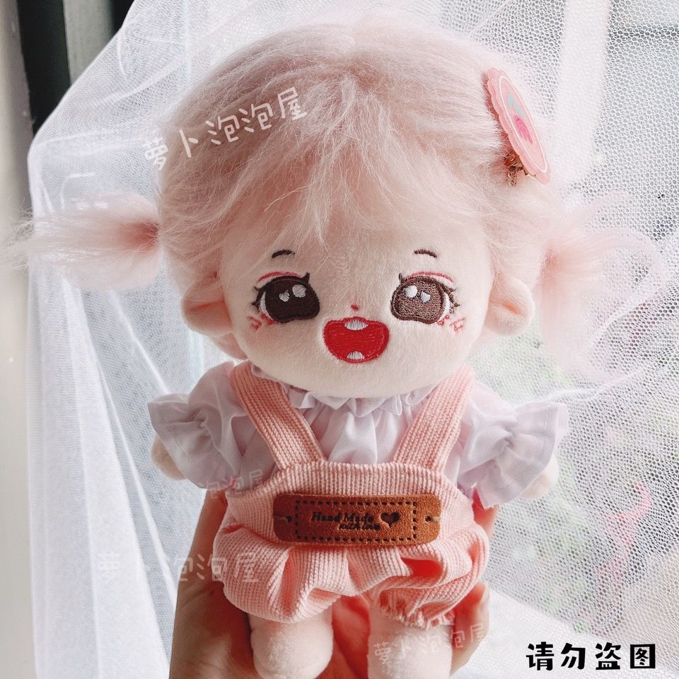 (Hàng Có Sẵn) Quần Áo Búp Bê 20cm Có Sẵn Hàng Có Sẵn Quần Yếm Vải Nhung Kẻ Tay Phồng Đẹp Mắt