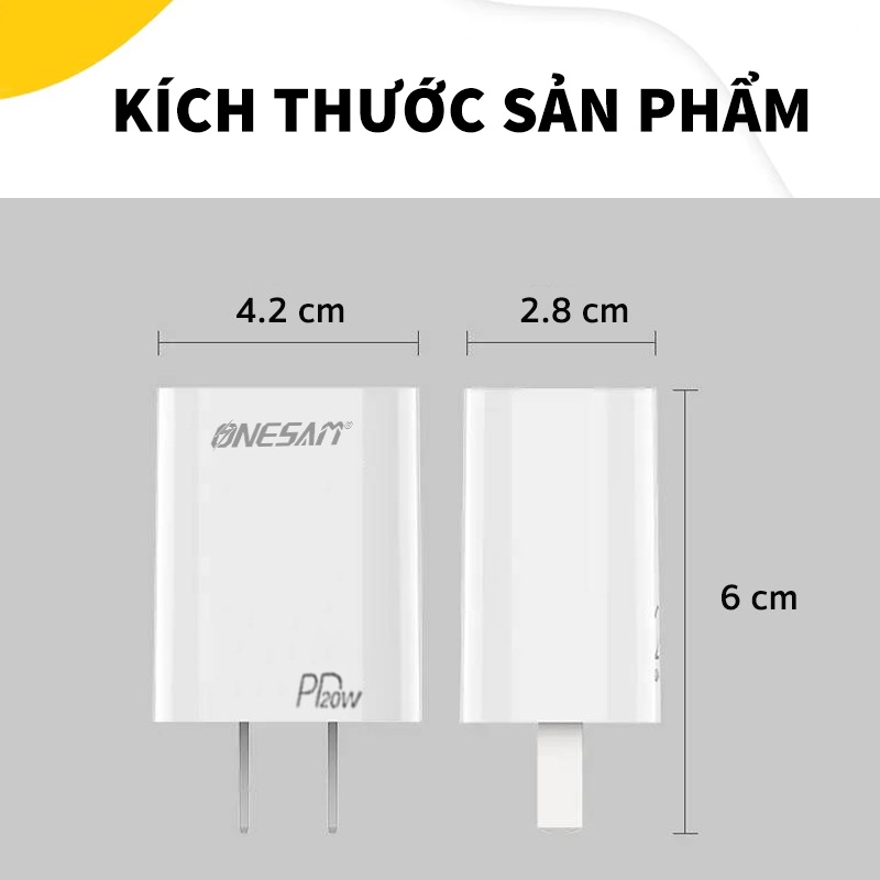 Củ sạc nhanh Onesam 0S-Y08 sạc nhanh chính hãng Type-C PD 20W