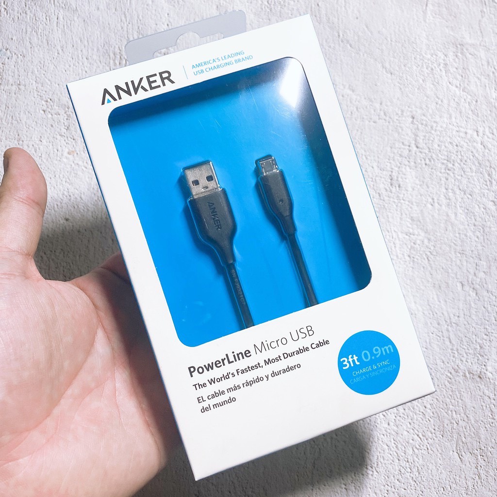 Dây cáp sạc Anker PowerLine Usb to Micro Dài 0.9 Mét - A8132 Sạc nhanh samsung Quick Charge Android