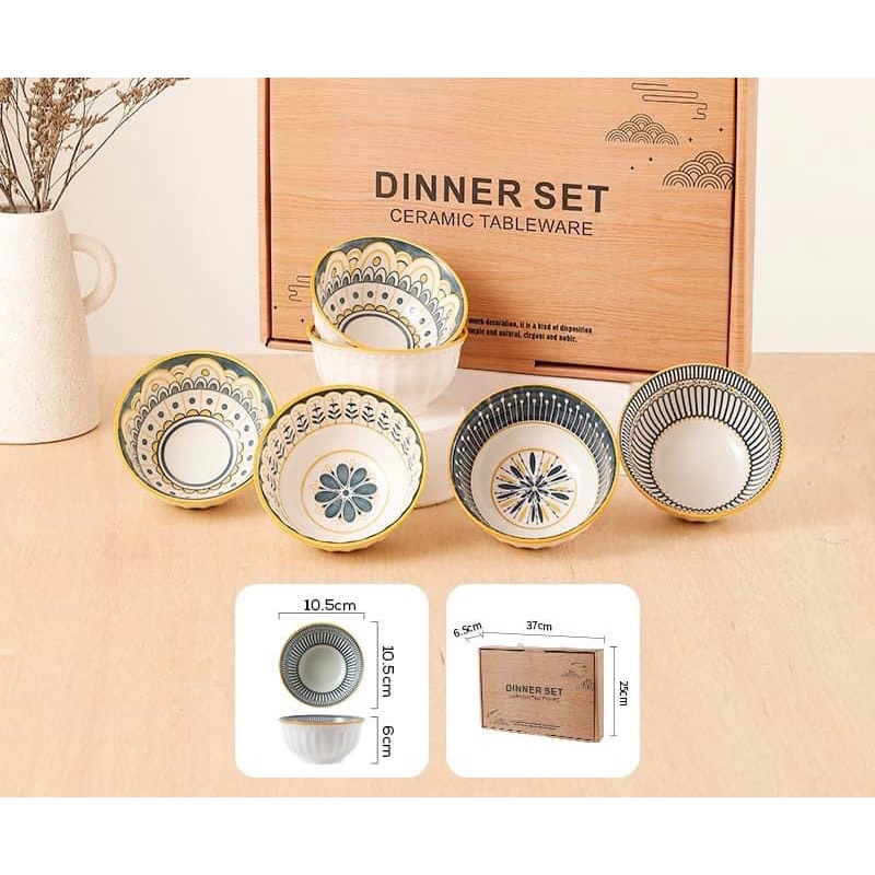 Set Bát, Đĩa Sứ Cao Cấp Có Hộp Làm Quà Tặng Sang Trọng