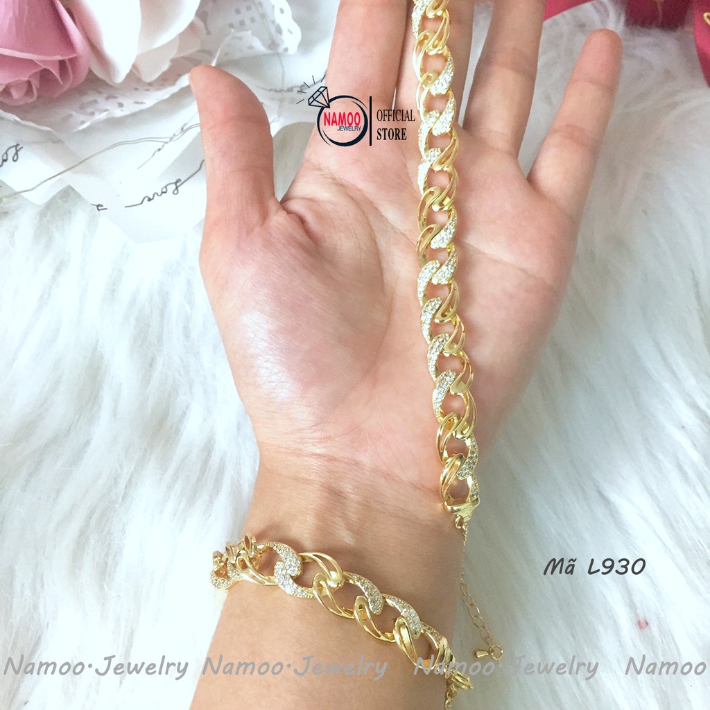 Lắc Tay Đính Đá Nữ L930 Dài 17cm có tăng đơ tăng giảm, dùng hàng ngày ko kiêng nước, không đen gỉ