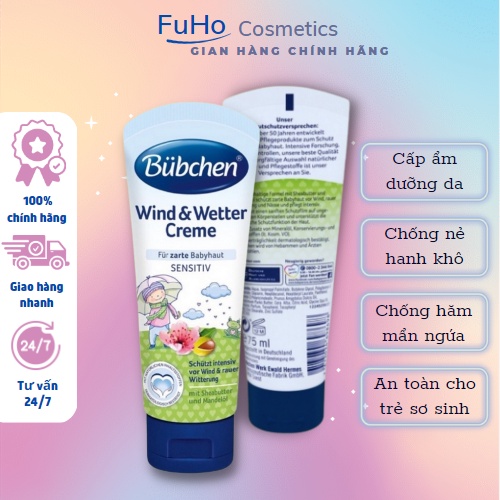Kem dưỡng da chống nẻ dững ẩm toàn thân bubchen wind & wetter Creme 75ml chính hãng đức Fuho Cosmetics