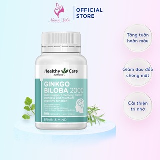 Bổ Não GINKGO BILOBA Heathy Care tăng tuần hoàn máu não, trí nhớ cho bé từ 12 tuổi và người già hộp 100v Úc