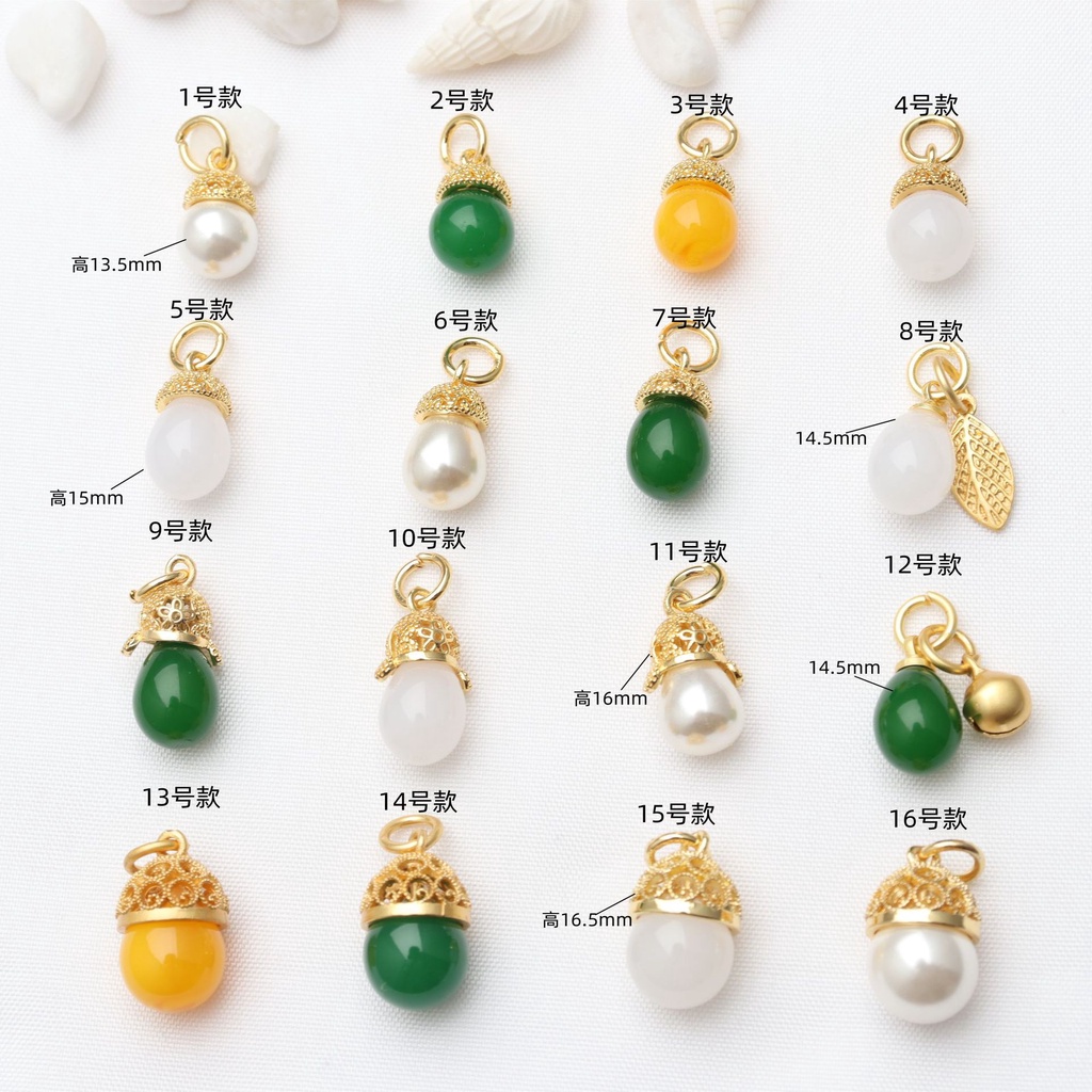 Set 5 Mặt Dây Chuyền Ngọc Trai ABS Bắt Sáng Màu Sắc Tự Làm Phụ Kiện Trang Sức