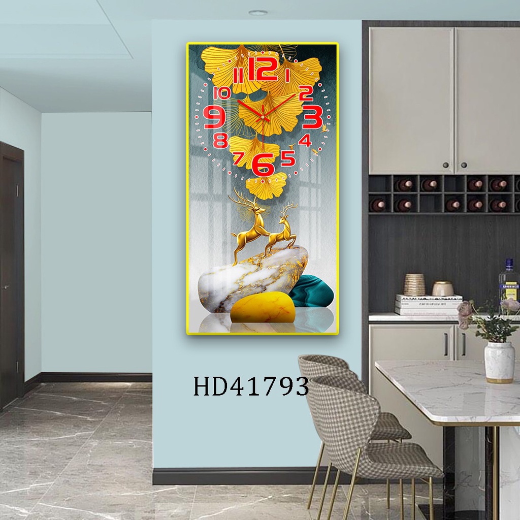 Tranh Đồng Hồ Tráng Gương 5D Hươu Tài Lộc - Simple House , Treo Tường, Trang Trí Nhà Cửa, Decor Phòng Làm Việc