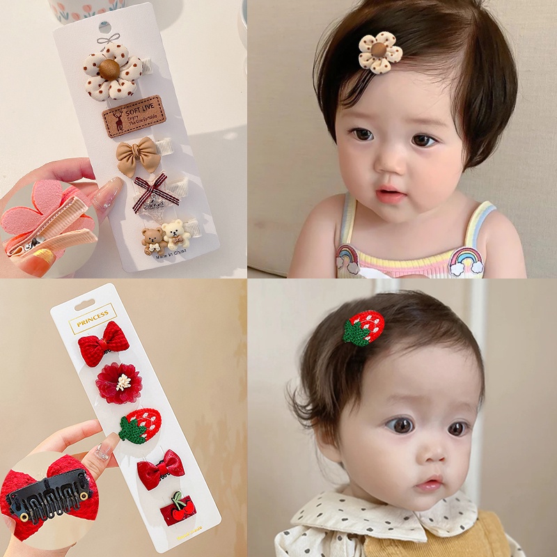 Set 5 Kẹp Tóc Họa Tiết Hoạt Hình Dễ Thương Cho Bé Gái