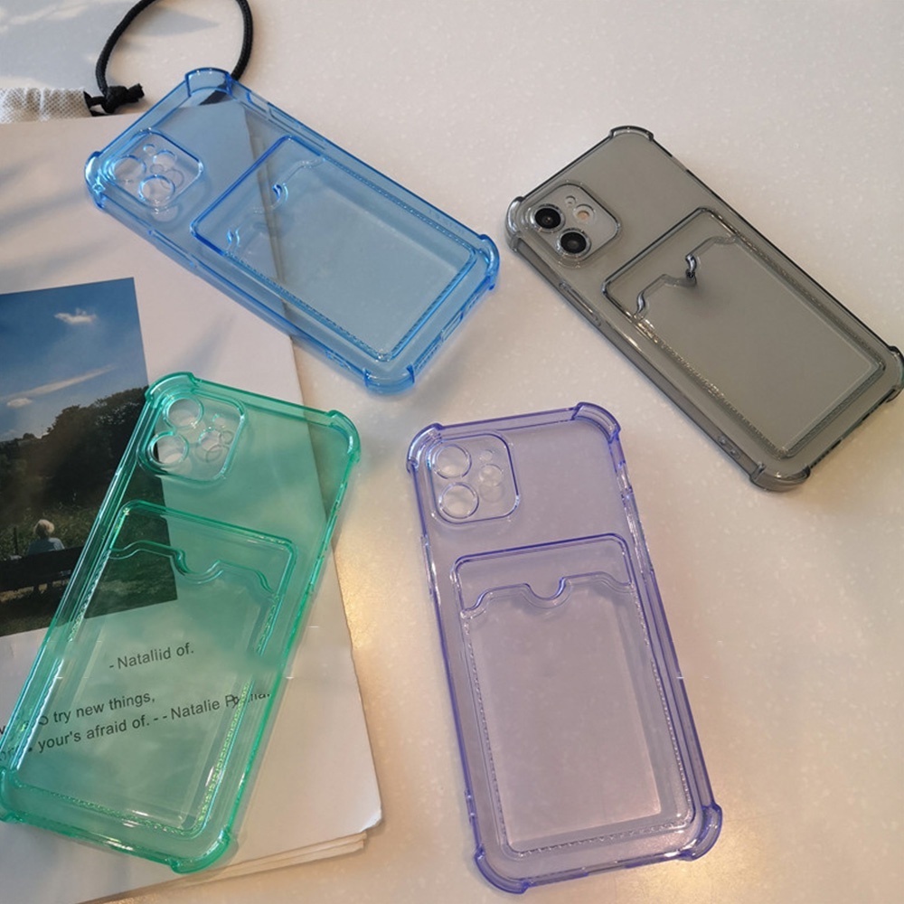 Ốp Điện Thoại TPU Mềm Trong Suốt Chống Sốc Dạng Ví Đựng Thẻ Cho IPhone 14 13 12 11 Pro Max XS XR 8 7 Plus SE