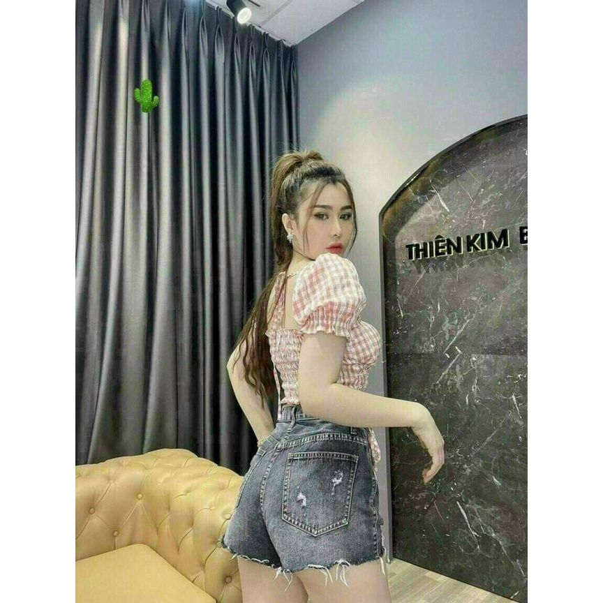 áo caro nhúng có mod ngực xinh xinh áo tiểu thư pc