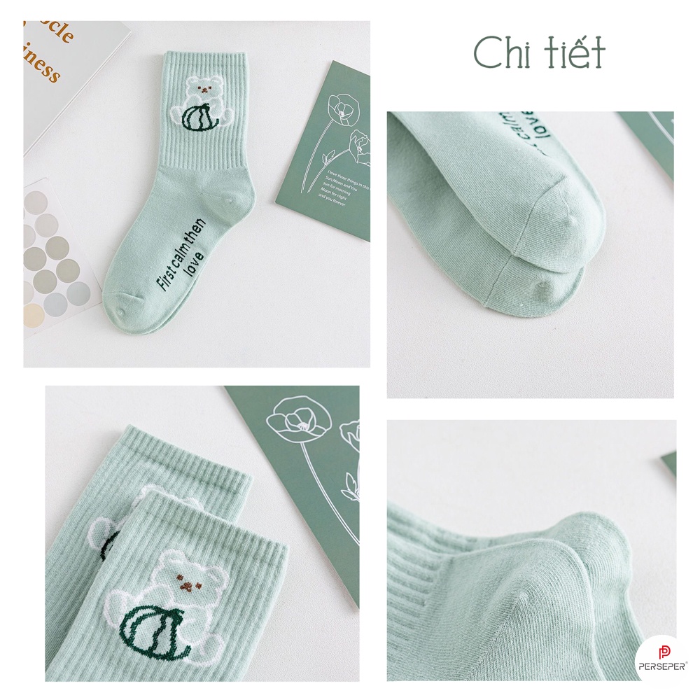 Tất vớ cổ cao nữ họa tiết dễ thương, chất liệu vải Hàn co giãn cực tốt - Sope Shop