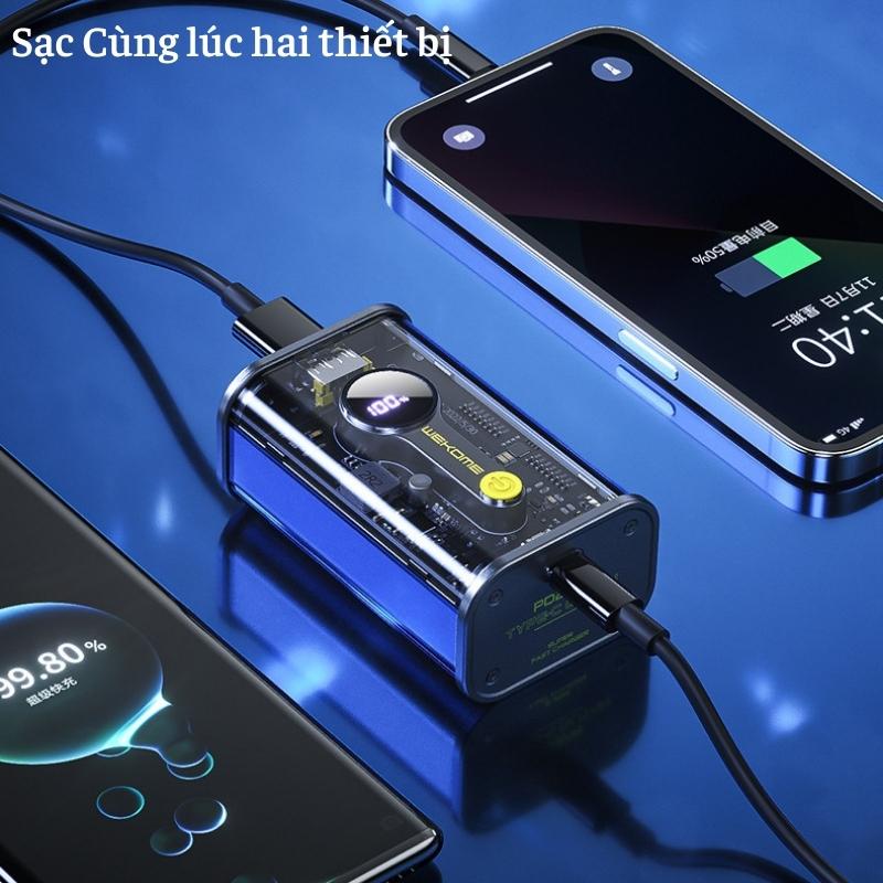Sạc dự phòng trong suốt 10000mAh/20000mAh WP-333,sạc dự phòng 10000mAh/20000mah WP-337 - sạc dự phòng WEKOME 22.5w