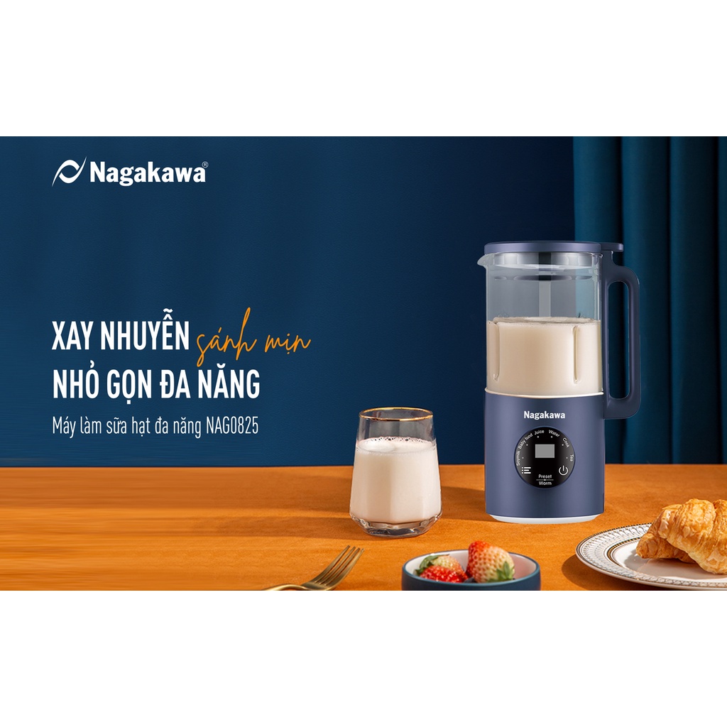 Máy làm sữa hạt đa năng Nagakawa NAG0825 (0,6L - 500W) - Bảo hành 12 tháng