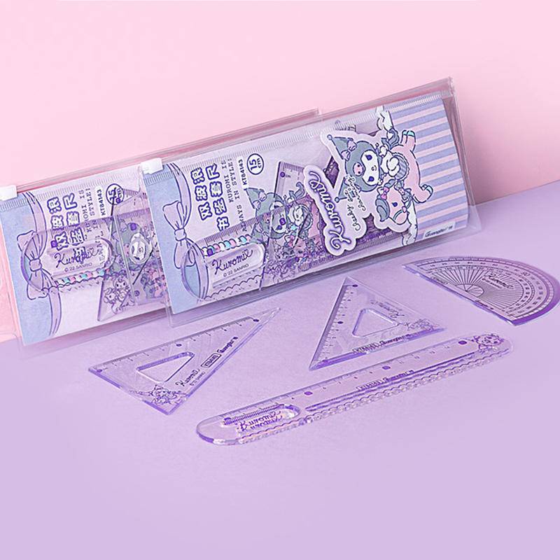 SANRIO Bộ Thước Vẽ Hình Tam Giác 4 Trong 1 Đa Năng Bằng Hợp Kim Cho Bé