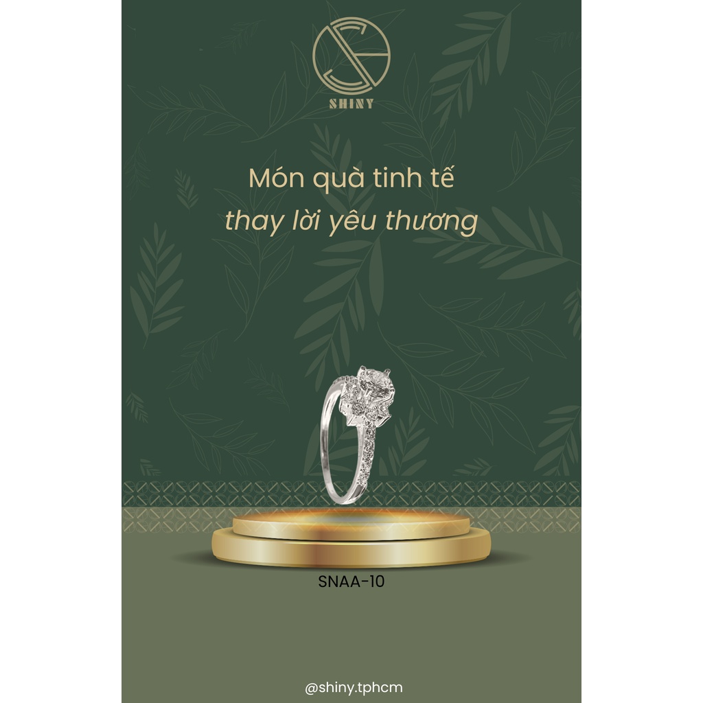 Nhẫn Nữ Bạc Ý Đính Đá CZ Thanh Lịch Đơn Giản SNAA-10