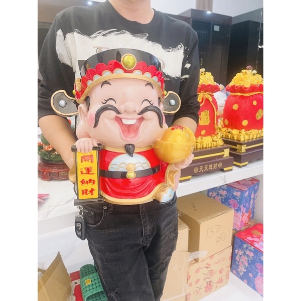 Tượng Thần Tài May Mắn Như Ý Cát Tường Trang Trí Nhà Cửa Bàn Làm Việc Hỗ Trợ Kinh Doanh Buôn Bán 40cm