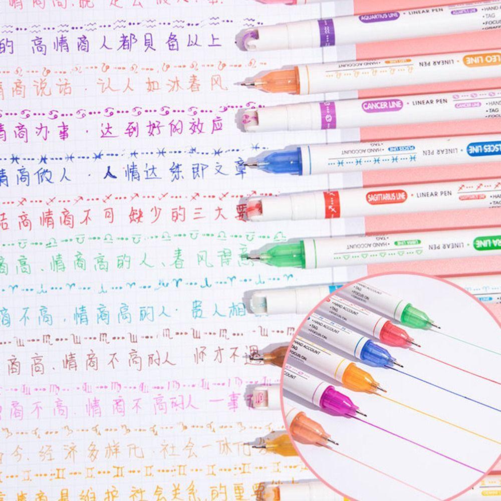 Set 3 / 6 / 12 Bút Bắt Sáng Dạng Cong Họa Tiết Cung Hoàng Đạo Màu Sắc