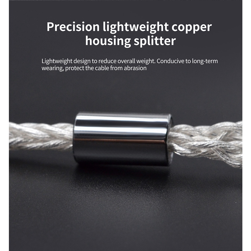 Dây Cáp Tai Nghe KZ 89-7 1064 Lõi 8 Lõi Dày Màu Bạc Cho KZ ZEX Pro DQ6s