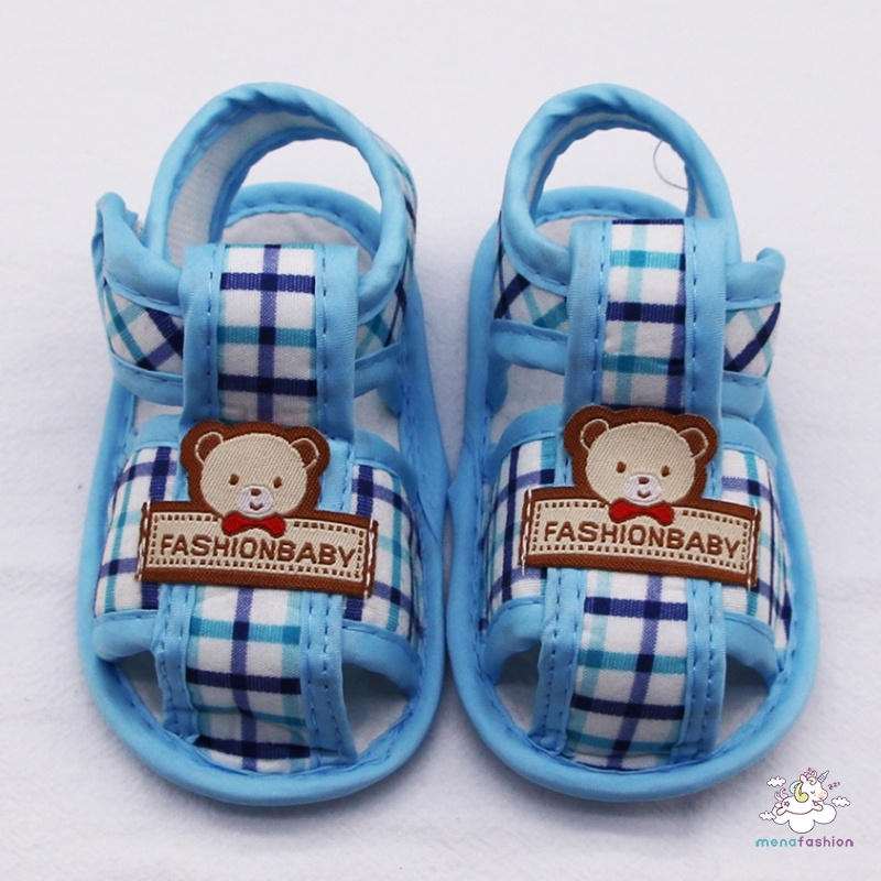 Xăng đan Cotton Đế Mềm Họa Tiết Gấu Mùa Hè Cho Bé Tập Đi