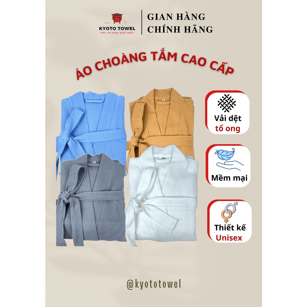 Áo Choàng Tắm, Áo Choàng Ngủ Hàng Cao Cấp 100% Cotton Dùng Trong Khách Sạn, Nhà Nghỉ, Spa, Đi Biển, Đi Ngủ