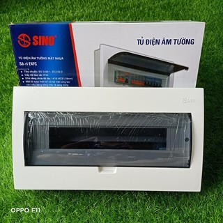 Tủ điện âm tường mặt nhựa chứa 8-12 aptomat hiệu Sino