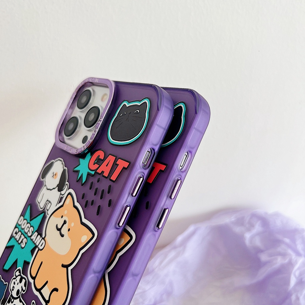 Ốp Điện Thoại Tpu Silicon Mềm Chống Rơi Họa Tiết Chú Cún Hoạt Hình Mạ Điện Cho iPhone 14 13 12 11 Pro Max 14 Plus