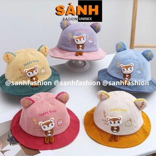 [Bé 6tháng-4tuổi] MŨ VÀNH TEDDYBEAR VÁ 2 MÀU CHO BÉ TRAI,GÁI_sanhfashion