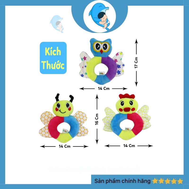 Lục lạc vải cầm tay Pipo kích thích thị giác cho bé từ 0-12 tháng