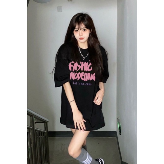 Áo Thun Ngắn Tay Dáng Rộng In Chữ Cá Tính Thời Trang Hàn Quốc