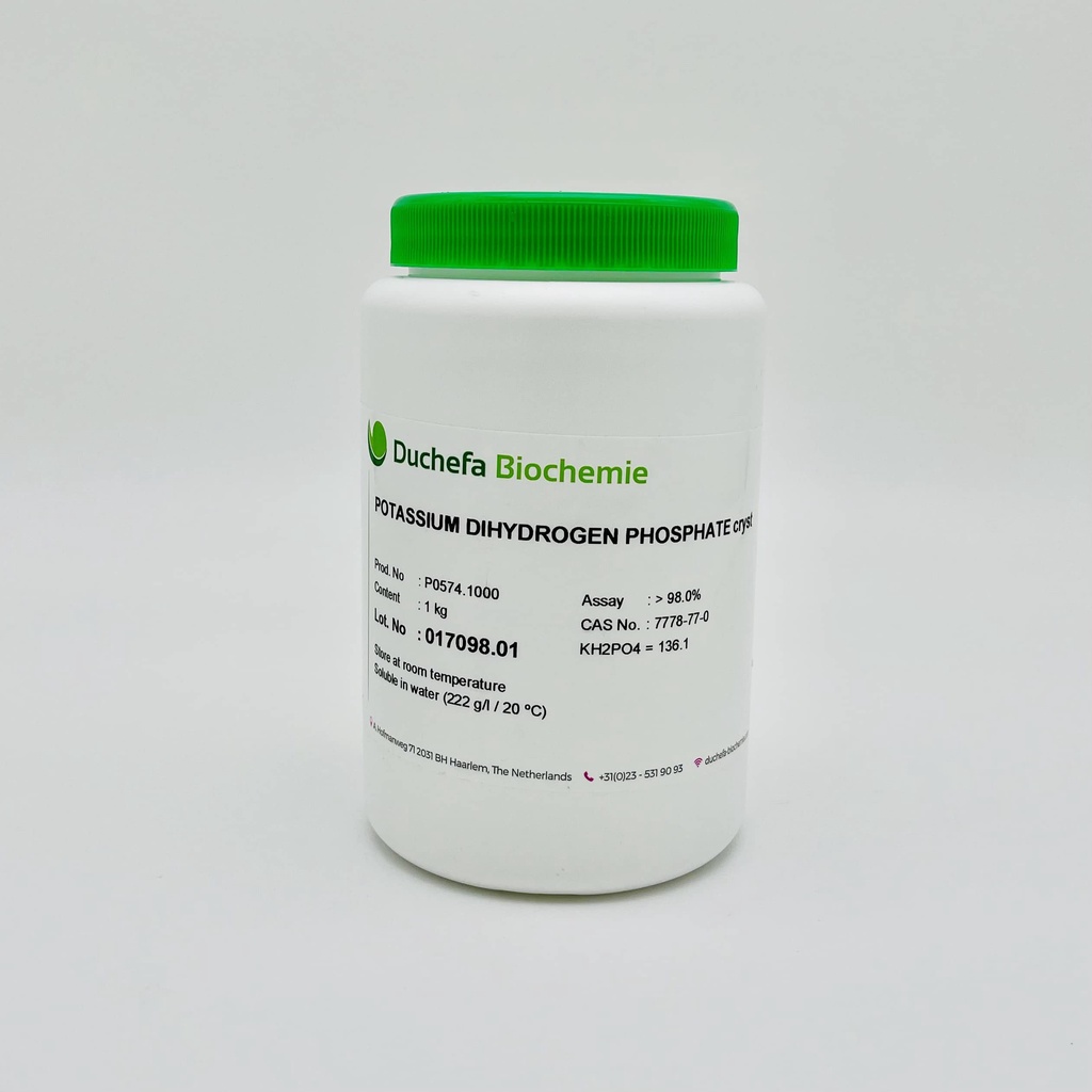 Hóa chất Potassium Dihydrogen Phosphate (KH2PO4, Chai 1KG, Duchefa, Cas 7778-77-0)