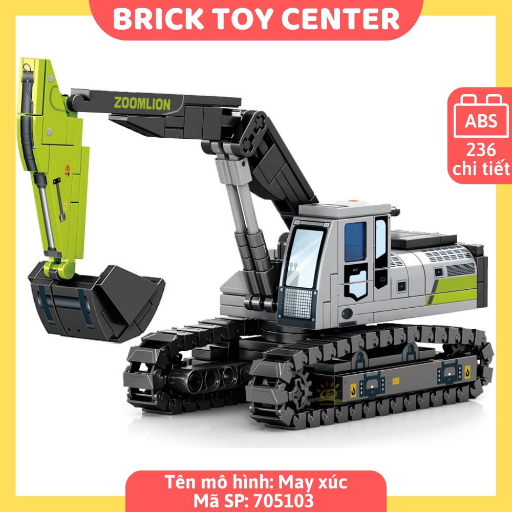 Đồ chơi lắp ráp xe công trường xây dựng cho bé mô hình xe trộn bê tông xe cần cần cẩu máy xúc máy ủi
