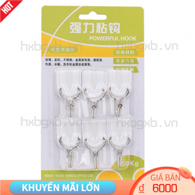 Set 6 móc treo đồ dán tường cửa tiện lợi dành cho nhà bếp phòng tắm