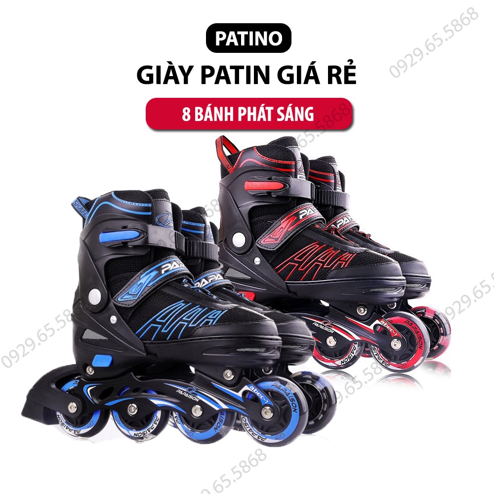 Giày patin trẻ em PATINO Papaison A3 có 8 bánh đèn phát sáng - tặng kèm lục giác chỉnh bánh
