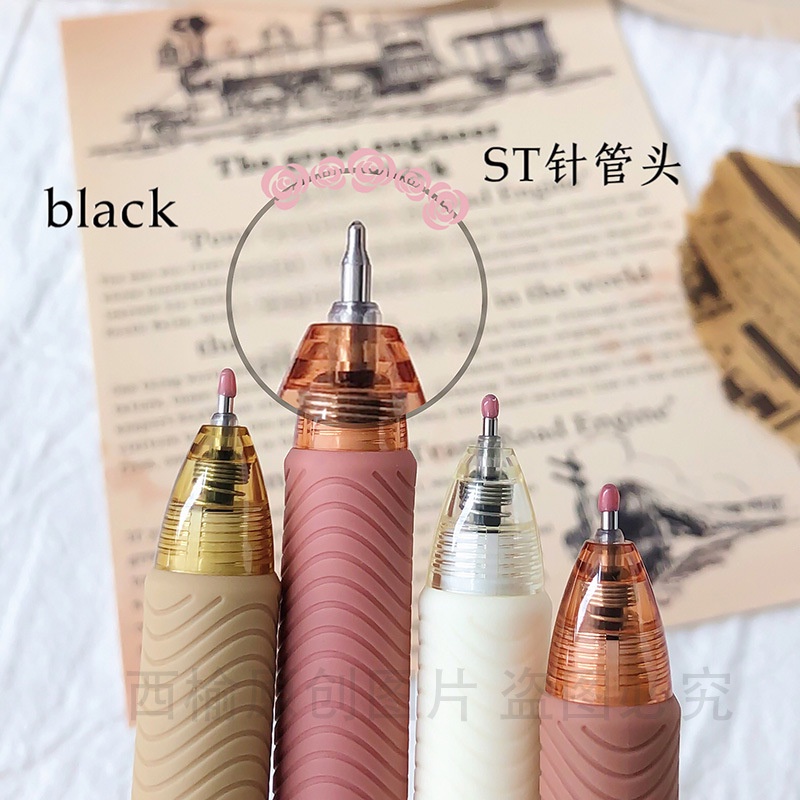 Bút gel MURA M-8137 HOA NÂU, bút gel đen mura siêu xinh