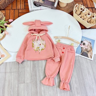 Bộ bé gái nỉ mũ