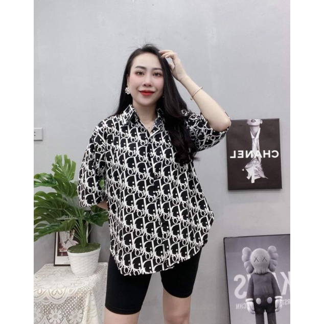 Áo sơ mi họa tiết tay ngắn BIGSIZE