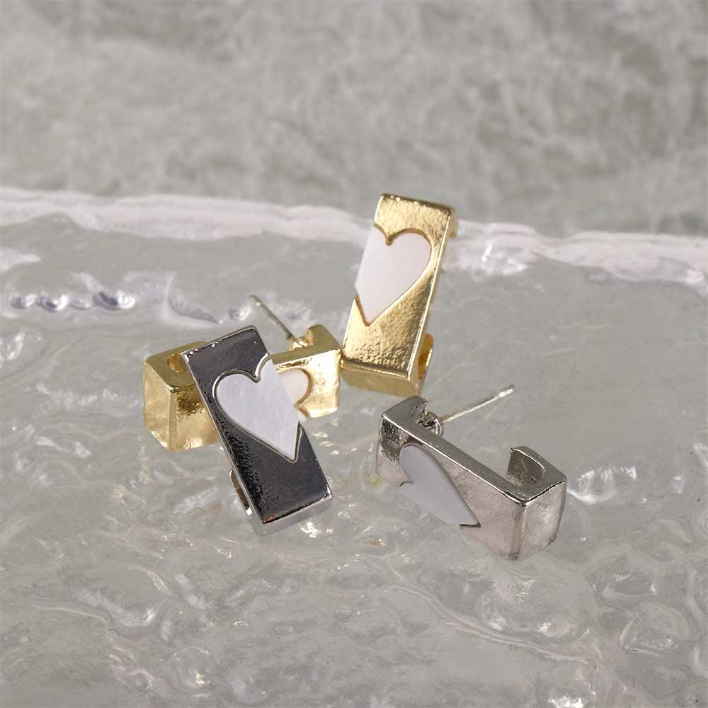 Khuyên Tai Kim Loại Hình Vuông Trái Tim Sang Trọng Phong Cách Retro Cho Nữ