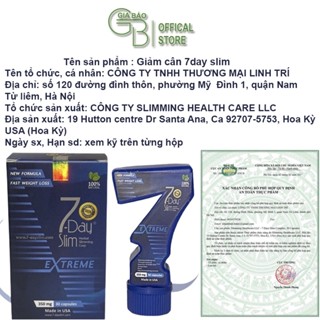 Giảm cân 7 Day Slim - Viên Uống Giảm Cân 7day slim từ Mỹ Hộp 30 Viên -