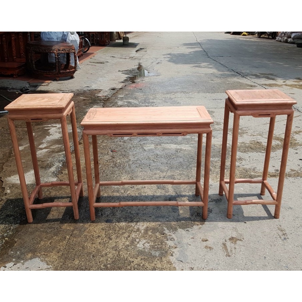 Bộ đôn ghế chân tròn chữ nhật vuông gỗ hương kê phòng khách